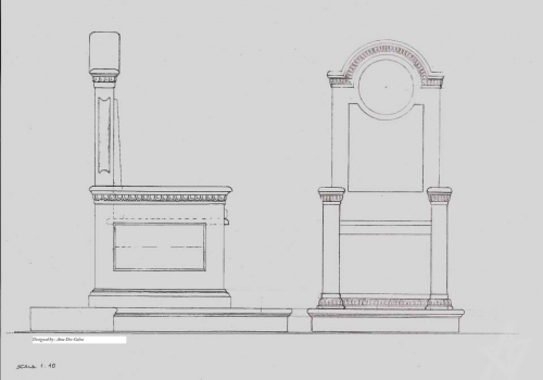 Scaled Design for a Ceremonial Chair in marble for the Church Dedicated to St Mark in Rabat